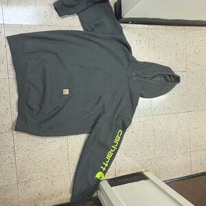 Carhartt Gray Hoodie with Neon Yellow Logo